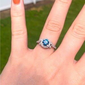 FOR HEIDI! - 14k white gold and Diamond ring w montana sapphire center stone.